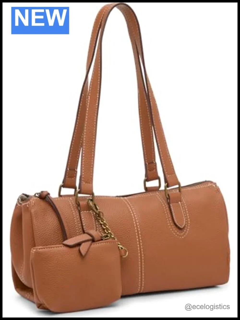 Faux Leather Top-Handle Satchel Purse with Zipper, 13.5